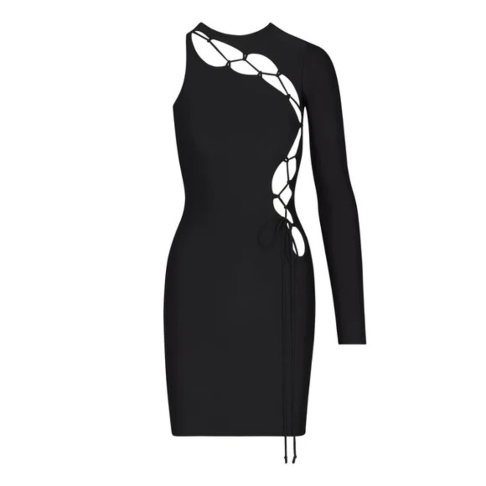 Skims Lace Up Mini Dress Onyx Small